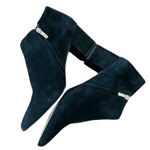 Steven by Steve Madden Bergen Black Suede Block Chunky‎ Heel Booties Size 9.5